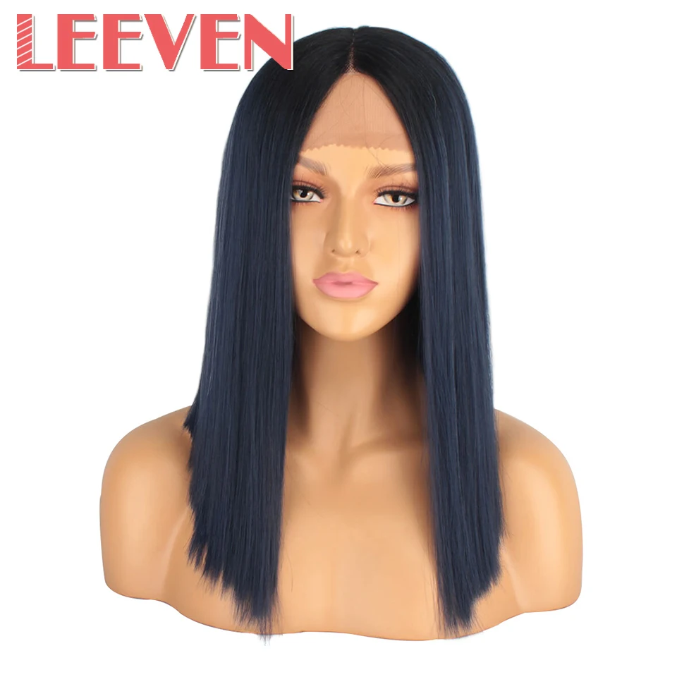 Leeven 14 дюймов синтетический парик на кружеве короткий боб парик pelucas de mujer классические шелковистые прямые волосы черный блонд парик женский парик