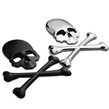3D 3M Skull Metal Skeleton Crossbones Car font b Motorcycle b font Sticker Label Skull Emblem