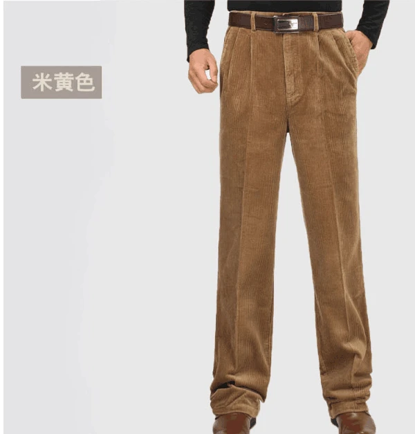 best business casual pants new arrival gahsion obese male winter high waist double corduroy Men's trousers plus size 30 31 32 33 34 35 36 38 40 42 44 46 black khaki pants