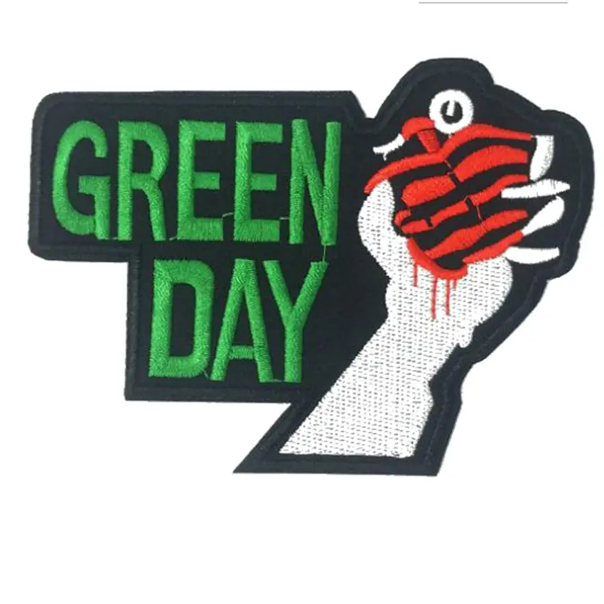 1Pcs GREEN DAY Hand Heart Music Band Heavy Metal Iron On Sew On Patch ...