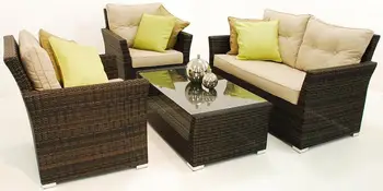 

Sienna 4pc Outdoor Rattan Sofa Set- Brown or Black