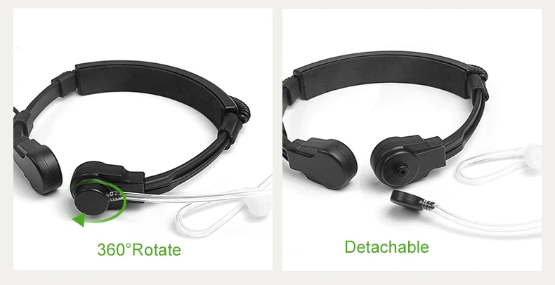 2pcs extendable Throat Mic Earpiece Headset Walkie Talkie BAOFENG UV 5R UV 82 Finger PPT speaker Microphone CB radio air tube
