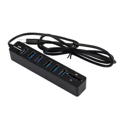 2 in1 Combo Супер Скорость USB 2.0 6 Порты и разъёмы Splitter концентратор + USB карты reader_kxl0720