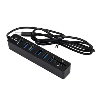 

2 in1 Combo Super Speed USB 2.0 6 Port Splitter HUB+USB Card Reader_KXL0720