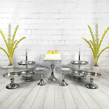 

5pcs -8pcs/set Mirror cake stand Electroplating Metal Silver cupcake stand