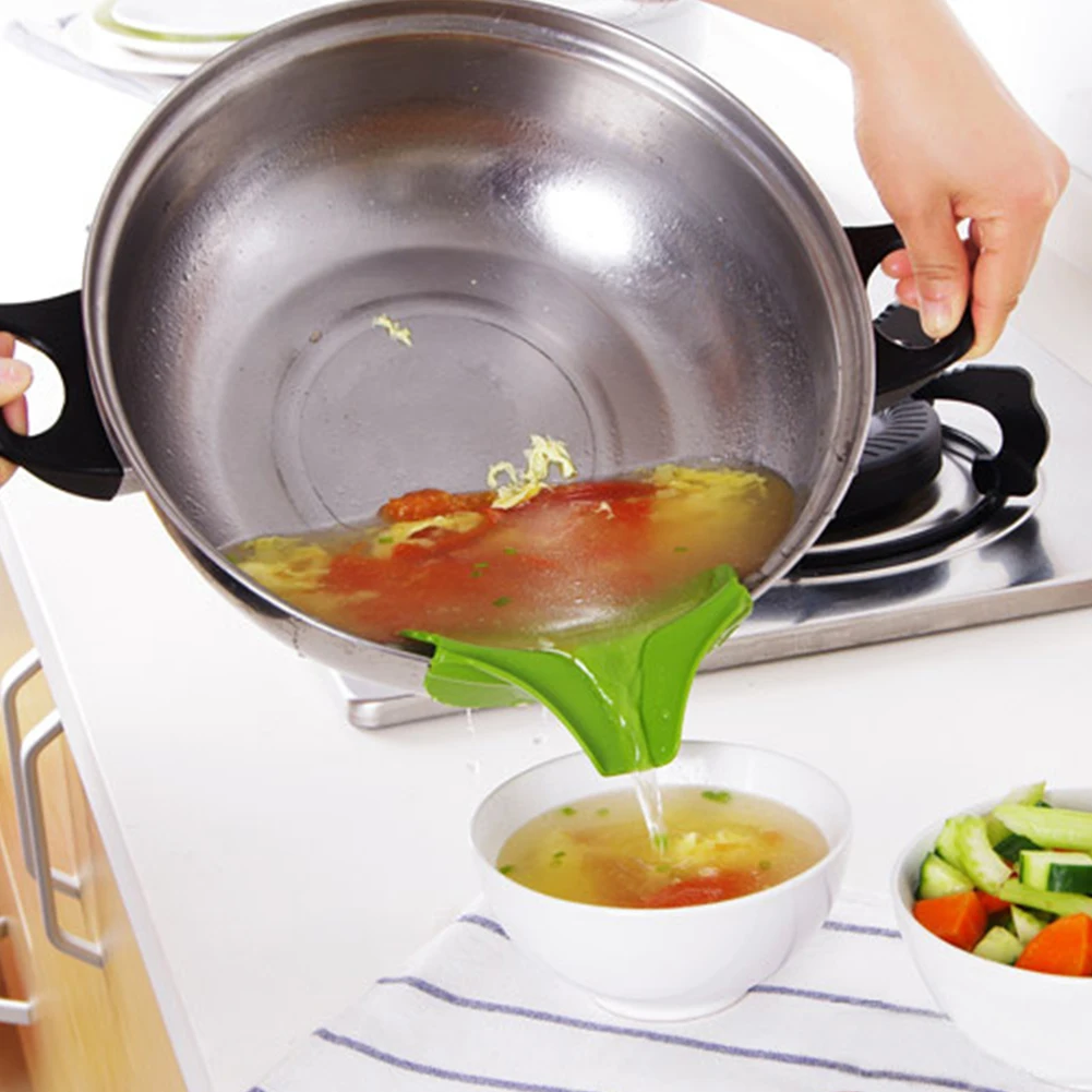 

Hot Sale Silicone Funnel - Pots Pans Rim Leak Proof Flask Small Mini Container Large Silicone Funnels Green Kitchen Tools J08