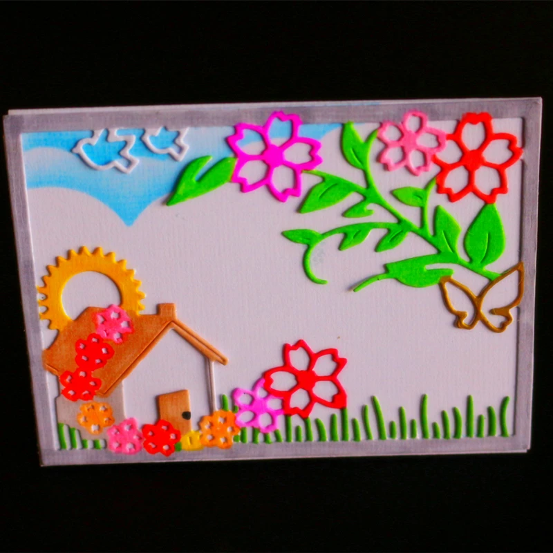 

YLCD1257 Flower House Metal Cutting Dies For Scrapbooking Stencils DIY Album Cards Decoration Embossing Folder Die Cuts Tools