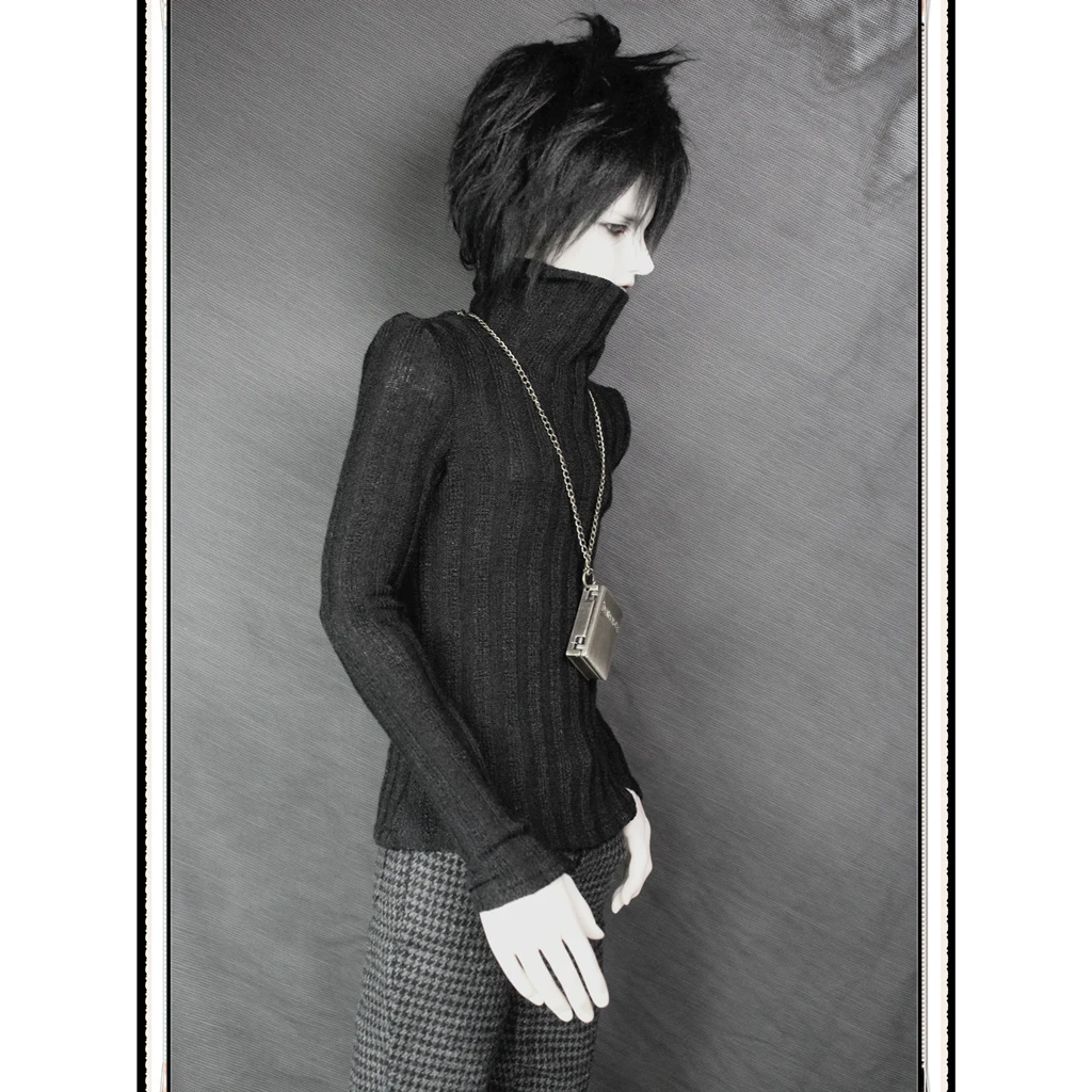 Fashion 1/3 BJD Black Turtleneck Sweater Plaid Pants Set Outfit Clothes Accessory for Normal 70cm Uncle Size Doll
