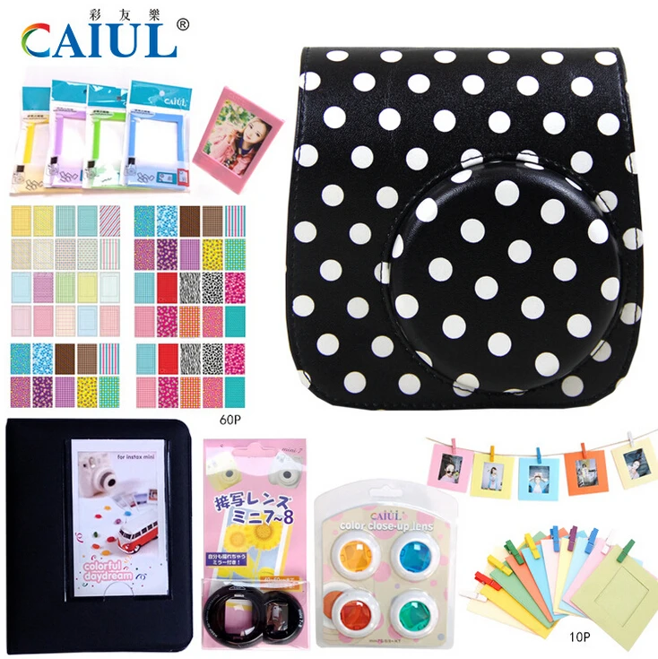 

Fujifilm Instax Mini 8 Mini 9 Camera Accessories Polka Dots Case Bag Filters Album Hang Frames Selfie Lens Film Frames Stickers
