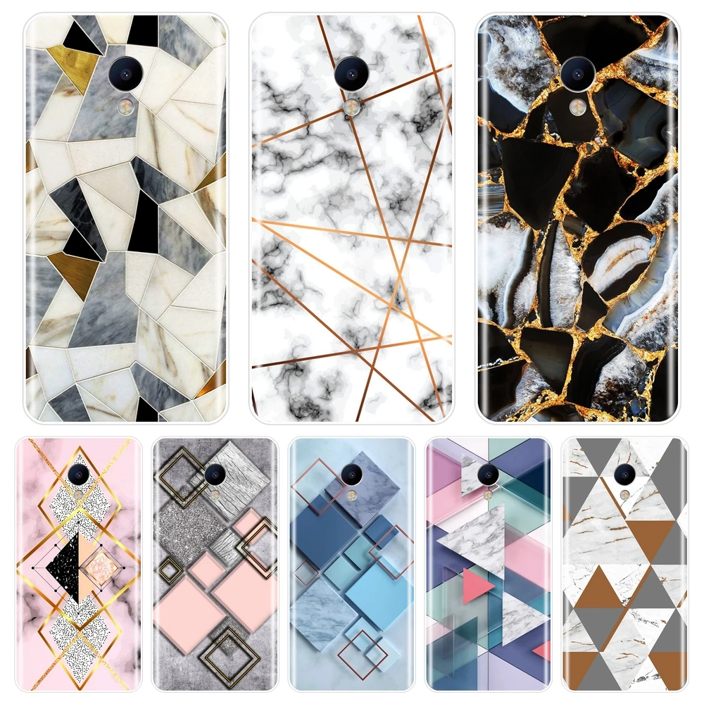 

Phone Case For Meizu M2 M3 M5 M6 Note Black Geometric Marble Soft Silicone Back Cover For Meizu M2 M3 M3S M5 M5C M5S M6 M6S M6T