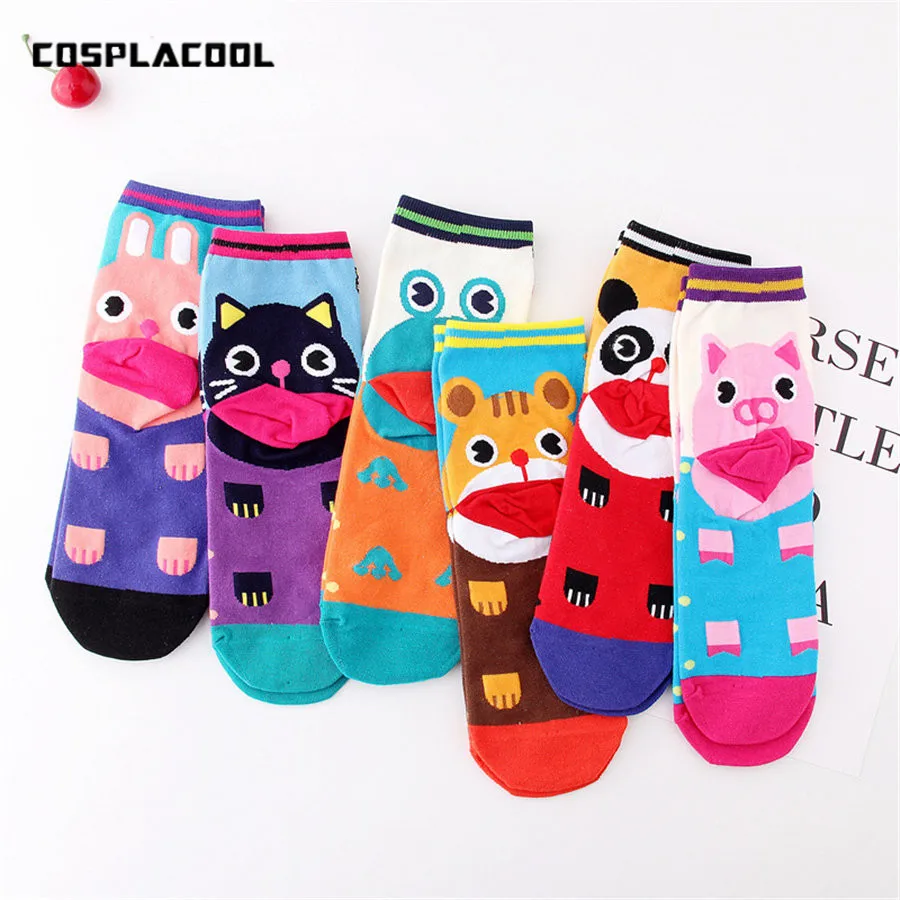 

Cartoon Jacquard Pig Frog Cat Animals Short Cute Socks meias Women Winter Fashion Christmas Socks Gift Funny Socks Calcetines