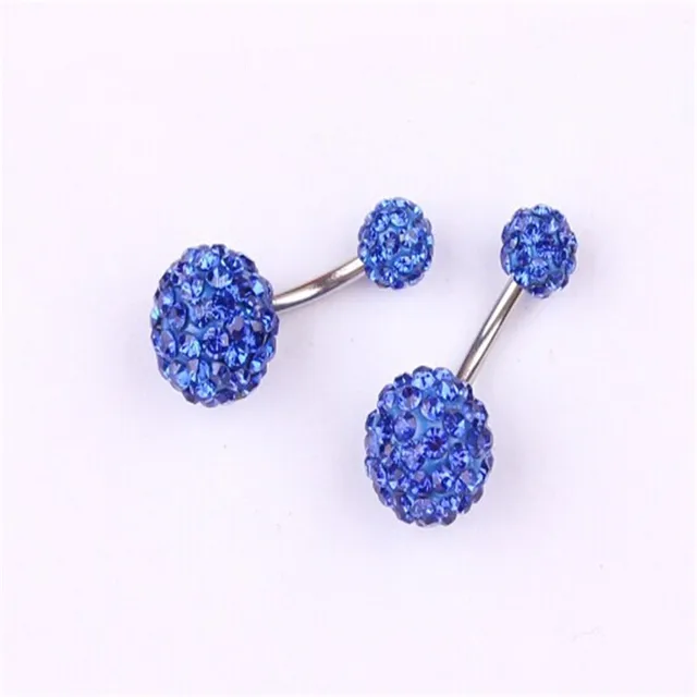 Buy Sexy Double Ball Dangle Belly Button Ring Cz Crystal Piercing Barbell 