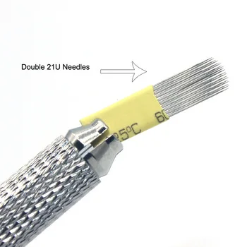 21 U-shape Double Needle For Eyebrow Frame 3D Embroidery Semi-permanent Eyebrow Tattoo Blades 10pcs