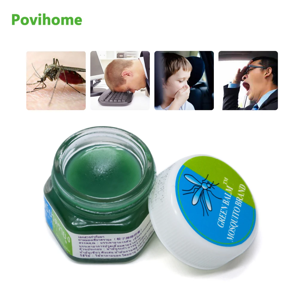 

1pcs Cool Cream 100% Original Thailand Herbal Green Ointment Itching Refresh Headache Dizziness Pain Medical Plaster P0006