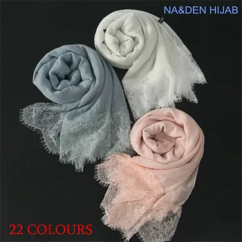

50PCS New lace solidscarfs women scarves Muslim women's headscarf gorgeous bandana silk scarf independence packing fast ship