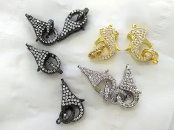

6sets Micro Pave stone Enhancer Clasp 18-25mm,Large CZ Clasp,Pave Lobster Clasp,Lobster Closure gunmetal rose gold silver Charm