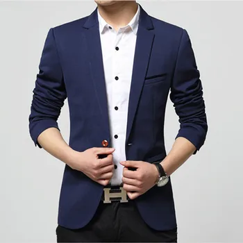 

2018 Spring Autumn Solid Casual Men Blazer Coat Long Sleeve Turn Down Collar Button Slim Hot Sale Plus Size Men Blazers Lr237