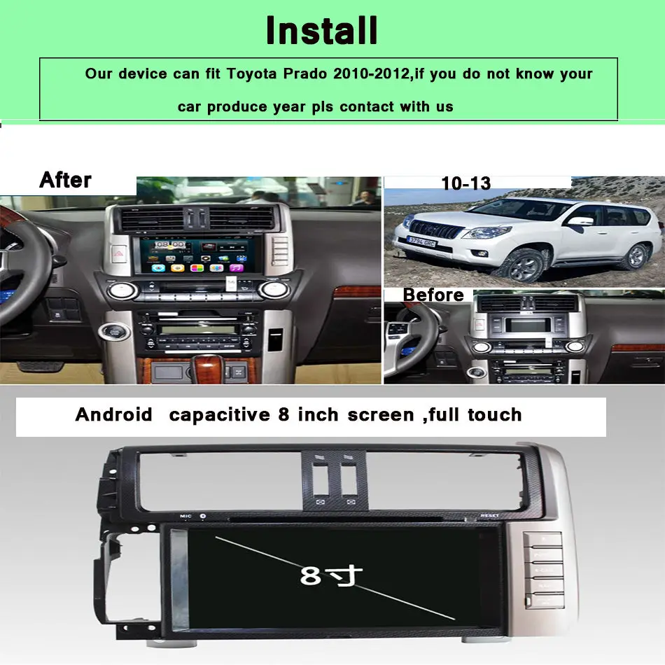 Excellent Android 9.0 8core 4gb auto-stereo music video pc media unit with 3/4g wifi gps glonass sat navi for Prado 150 2010- aux usb sd 1