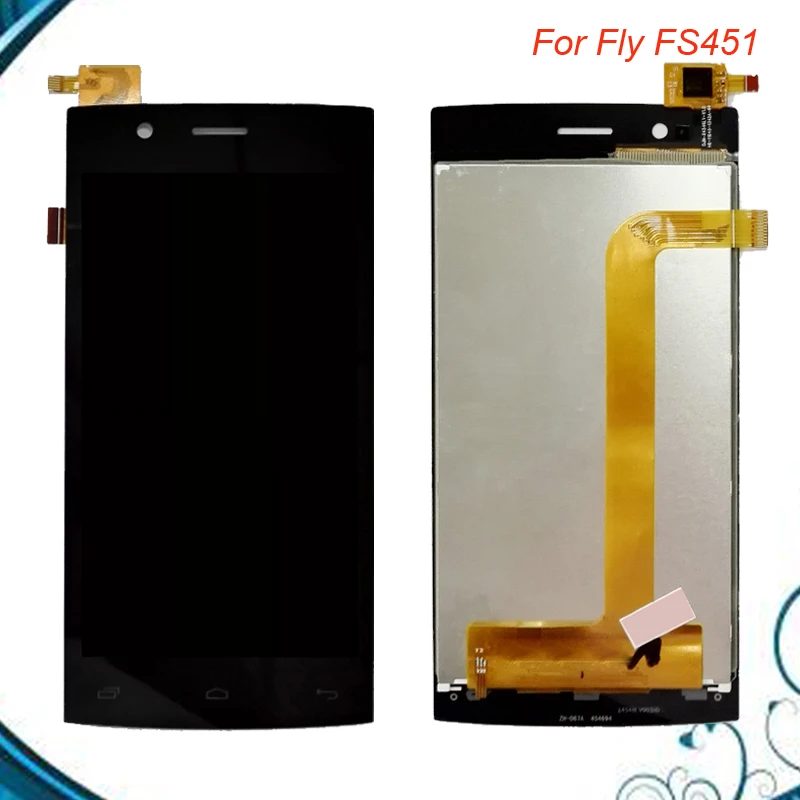 

High Quality For Fly FS451 FS 451 LCD Display+Touch Screen Digitizer Assembly High Quality Black White Color Free Shipping