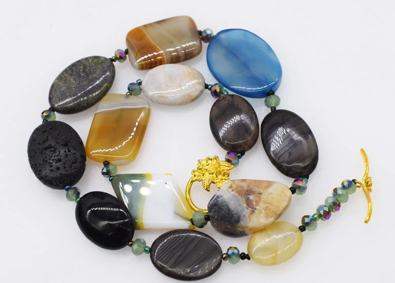 

blue agate jade mix-color shape necklace 19inch FPPJ wholesale beads nature