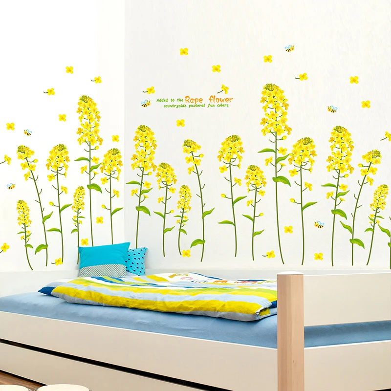canola flower kids room wall stickers nursery school classroom class culture arranged living