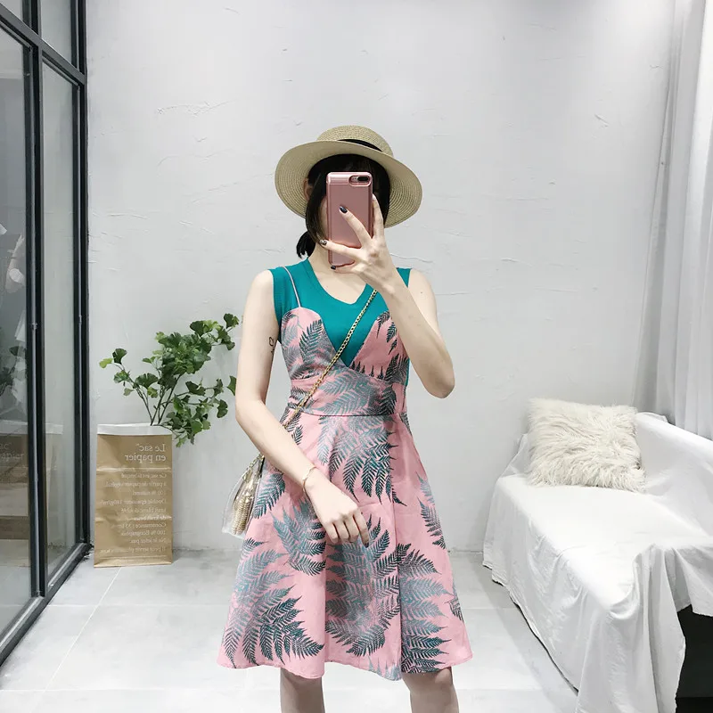 ALPHALMODA/Трикотажный жилет + платье на бретельках комплект из 2 предметов для