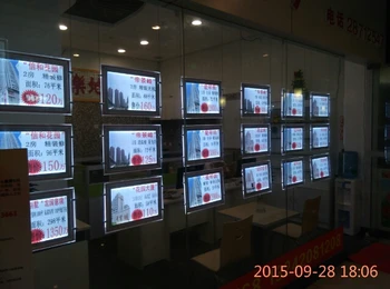 

Double Sided Crystal Frame LED Lighted Up Display A4 Signs for Rental shop/Real Estate Agent Window