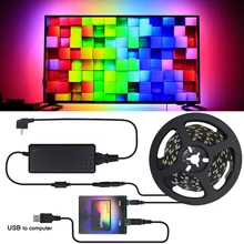 Ambilight tv PC WS2812B 5050 RGB умная светодиодная Пиксельная полоса для ноутбука, компьютера, экран мечты, синхронизация 1 м 2 м 3M 4M 5 м комплект