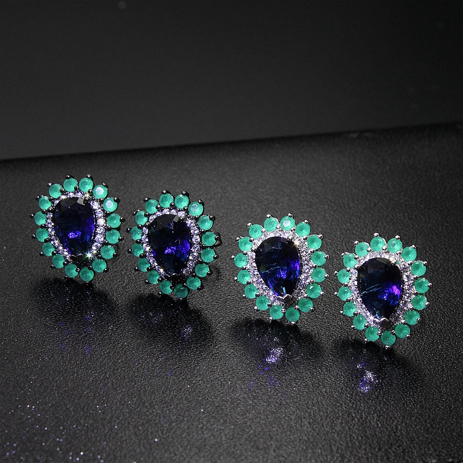 

Water Drop Design Stud Earrings With cubic zirconia party earrings fashion jewelry for women Gift 2018 New fashion