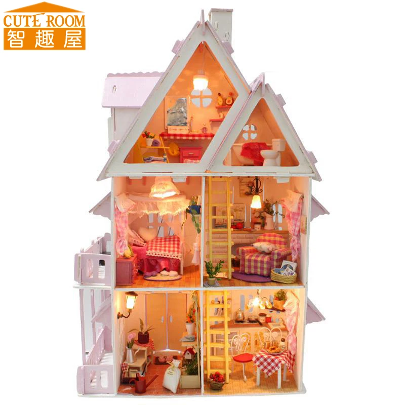 

CUTE ROOM DIY Wooden House Miniaturas with Furniture DIY Miniature House Dollhouse Toys for Children Christmas and Birthday X01