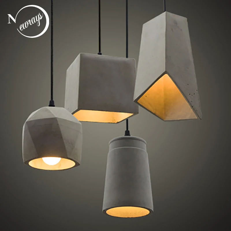 Vintage Industrial wind cement hanging pendant lamp 220v E27 LED light with switch lighting fixture for living room bedroom bar