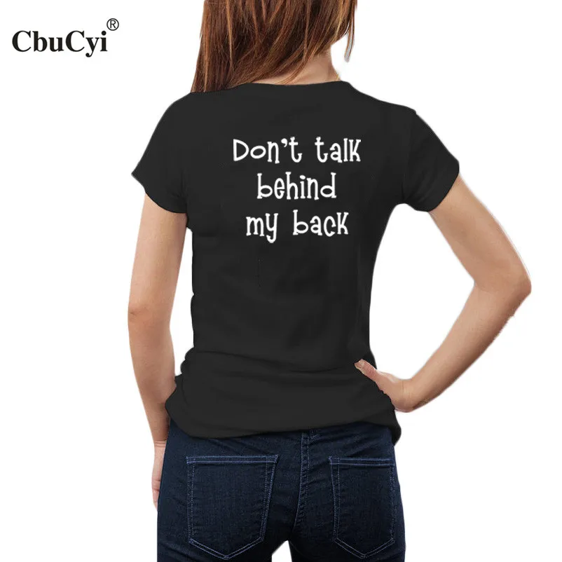 Cbucyi محب القطن تي شيرت مضحك النصوص المطبوعة لا نتحدث خلف ظهري t-shirt إمرأة أسود أبيض قصير كم تي شيرت femm Cbucyi محب القطن تي شيرت مضحك النصوص المطبوعة لا نتحدث خلف ظهري t-shirt إمرأة أسود أبيض قصير كم تي شيرت femm
