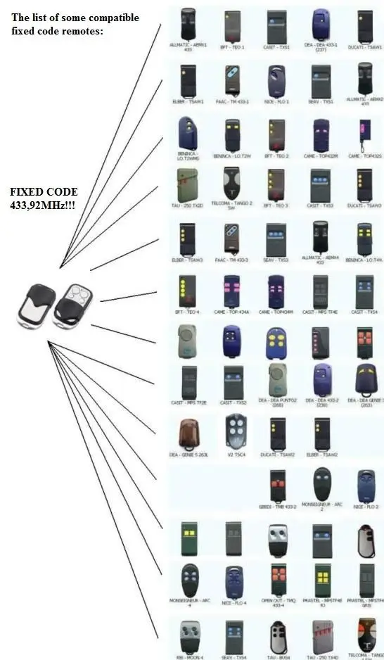 

2017 433.92mhz Garage Door Remote Control duplicator Universal Car Gate Cloning fixed Code Remote Duplicator Opener Key Fob
