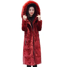 Новое высококачественное зимнее пуховое пальто женское утепленное плотное пуховое пальто женское длинное пуховое пальто с капюшоном Женское пальто с длинными рукавами
