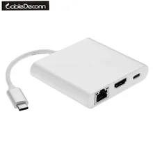 Thunderbolt 3 USB-C hub converter Type C to HDMI 4K&Gigabit Ethnernet RJ45&USB OTG&Female USB 3.0 Adapter for macbook pro