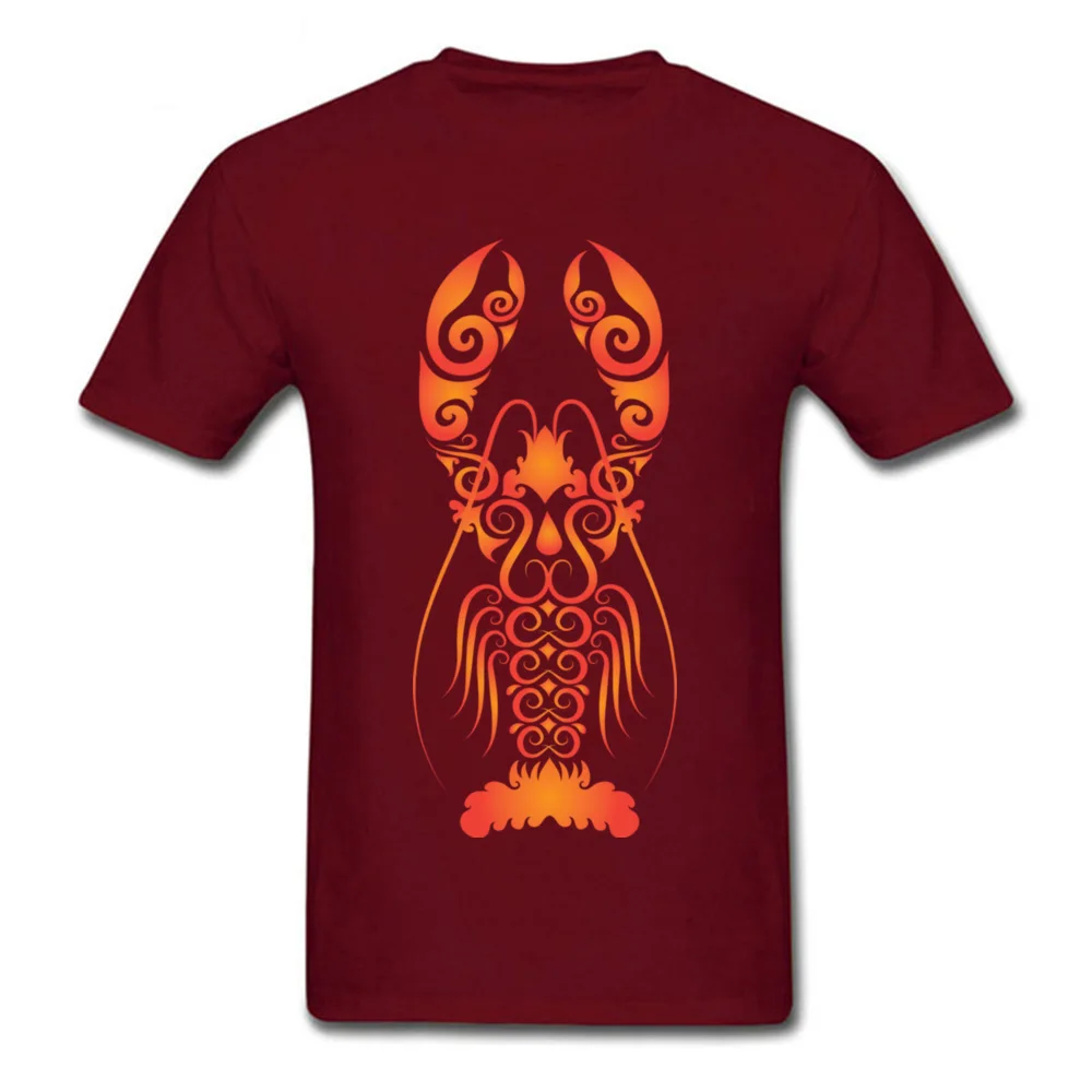 Lobster Ornament Style Crewneck T-shirts VALENTINE DAY Printing Tops Shirt Short Sleeve Discount Cotton Fabric Tops Tees Man Lobster Ornament Style maroon