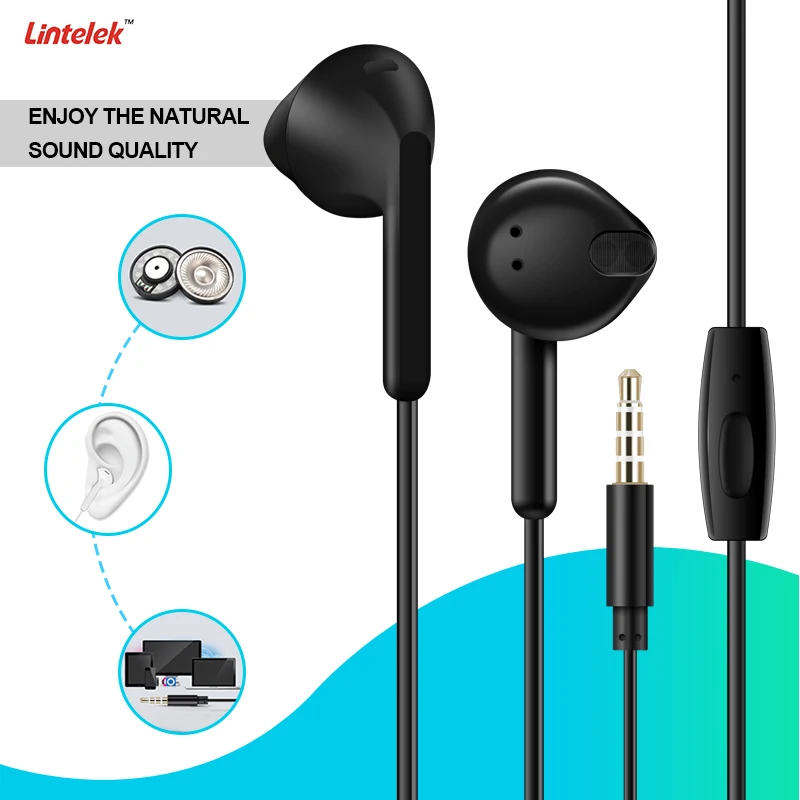 Lintelek Earphone With MIC Wired Earphones Bass For Android iPhone xiaomi | Электроника