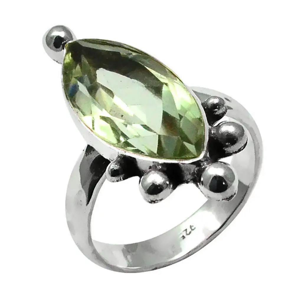 

Genuine Green Amethyst Ring 925 Sterling Silver,USA Size 8.25, 2SR0114
