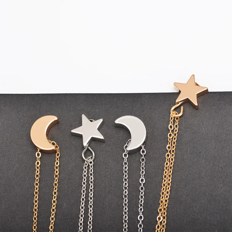 

Tenande Simple Style Double Layer Gold Color Star Moon Necklaces & Pendants for Women Ocean Jewelry Femme Bijuter Collier