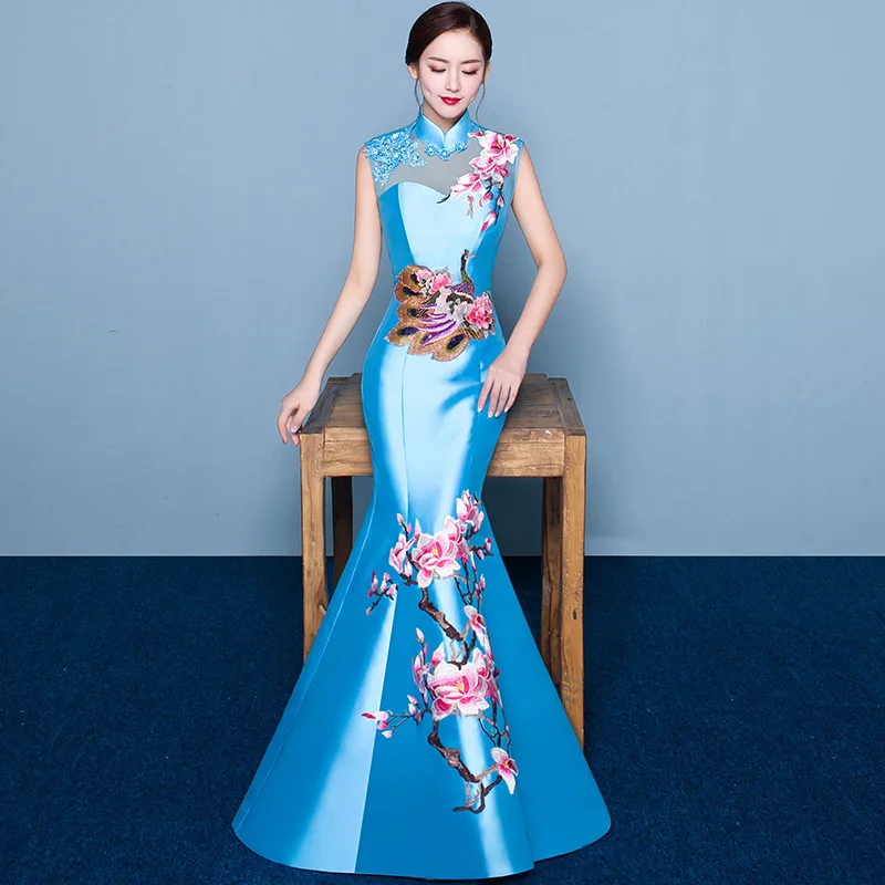 Chinese Female Evening Dress Cheongsam Qipao for Wedding Party