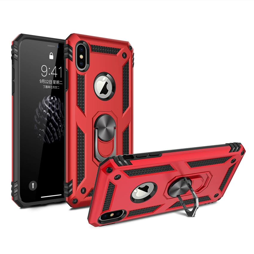

Armor Shockproof Case For iPhone X XS Max XR Cover On For iPhone 7 8 6 6S Plus 7Plus 8Plus Kickstand Military Grade Silicon Case