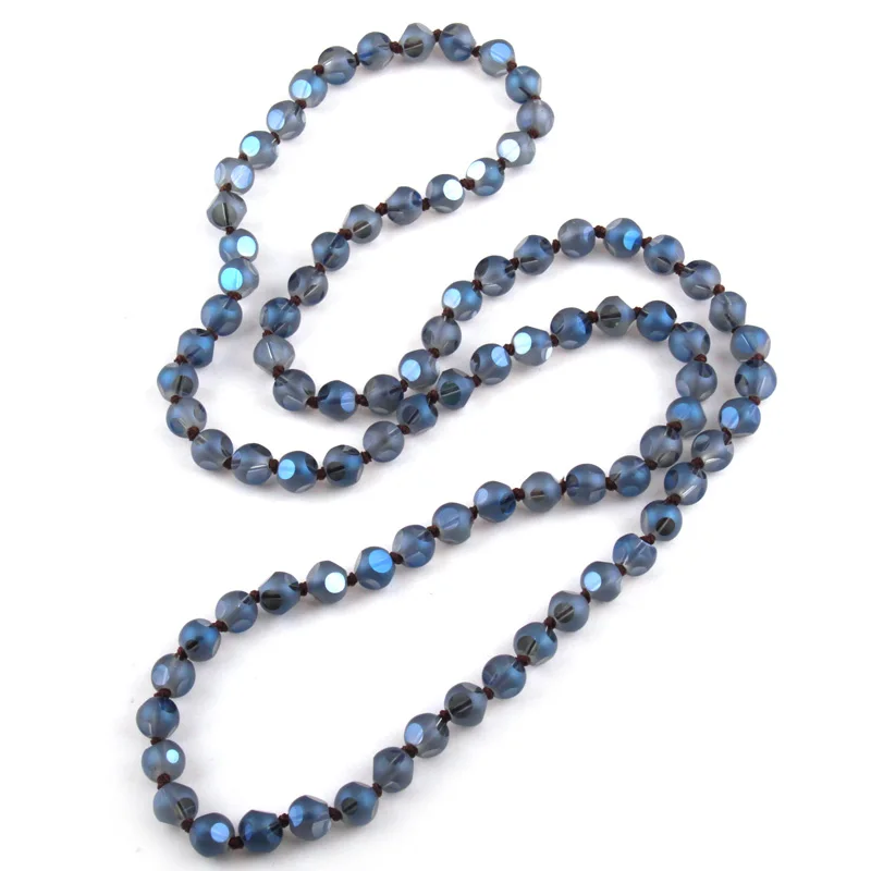 

MOODPC Fashion Bohemian Jewelry long Halsband Multi Faceted Shiny Crystal Knotted Necklace Free Shipping