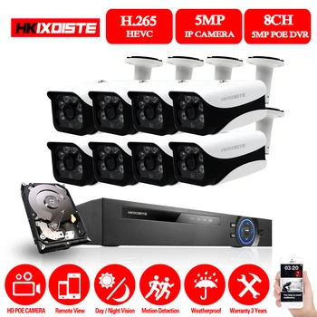 

8CH 5MP HDMI POE NVR Kit Array CCTV Camera System 5MP Outdoor IP66 IP Camera P2P Video Security Surveillance System APP View