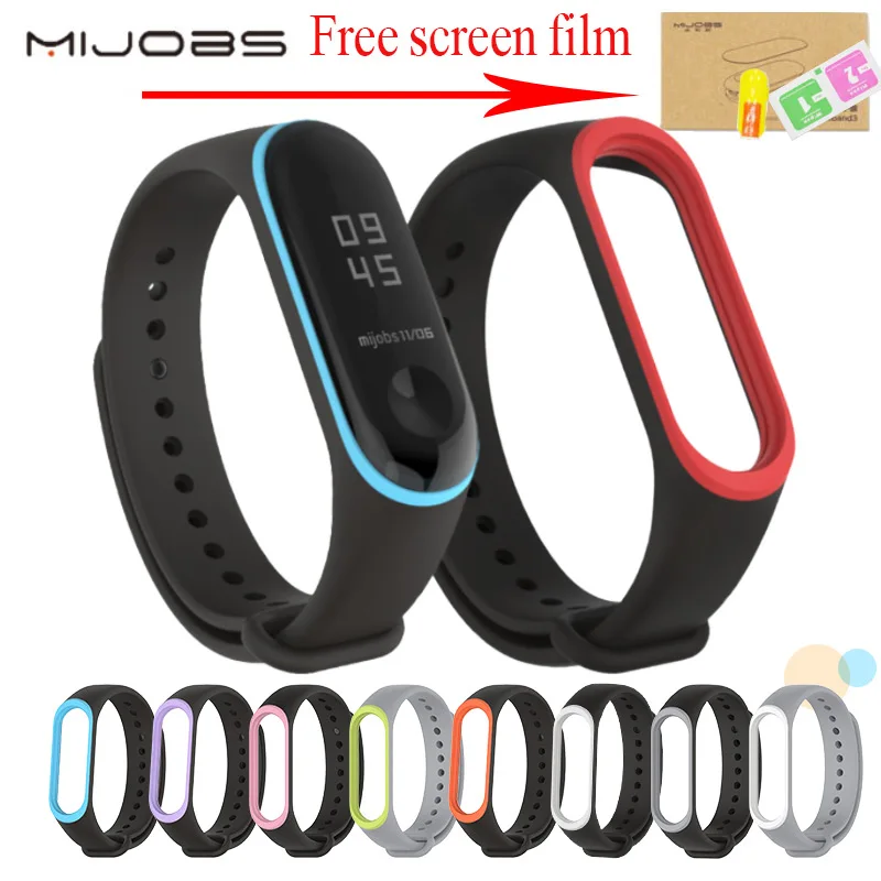 Оригинальный двухцветный ремешок Mijobs для Xiaomi Mi Band 3 цветной на ремешке