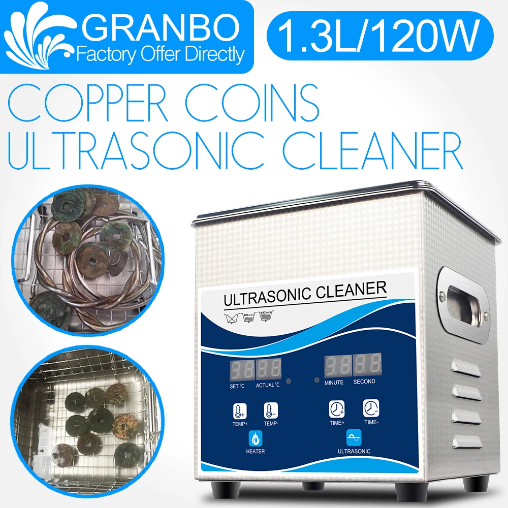 

Granbo Ultrasonic Coin Cleaner 1.3L 120W Cleaning Machine for Copper Coins Old Coins Roman Coins Commemorative coin Gold coins