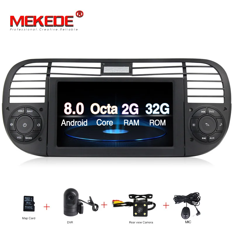 Mekede android8.0 автомобильный мультимедийный плеер для Fiat 500 2007- Восьмиядерный 32 ГБ rom с Wi-Fi bluetooth радио - Цвет: black camera dvr