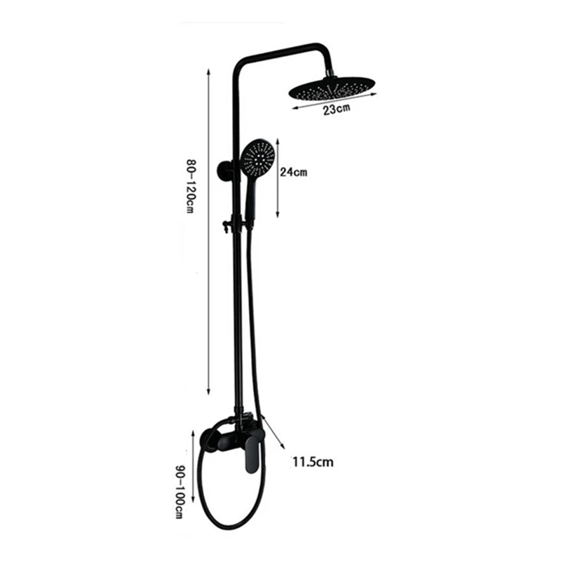 Hongdec роскошный 9 дюймов Открытый настенный черный смеситель для душа система дождевой душевой набор