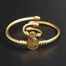 Новая мода браслет из нержавеющей стали Сан Бенито Религиозные ювелирные изделия золотой цвет христианские браслеты подарок для мужчин и женщин