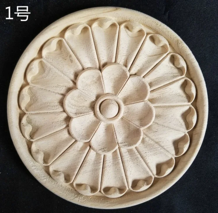 2pcs/lot Diameter:200mm. thickness:10-12mm Wood carved circular decals Applique European style decals
