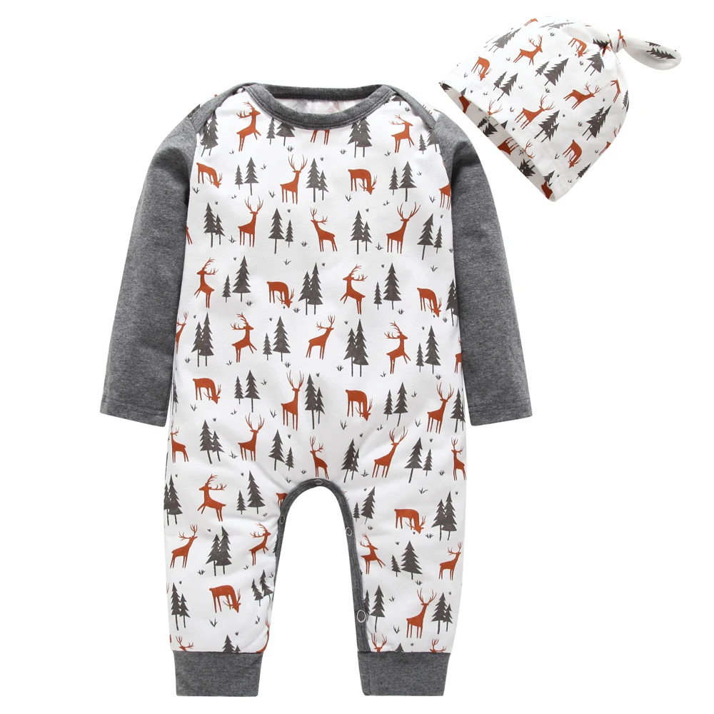 

baby boy clothes Long sleeve baby romper +hat 2pcs Newborn clothes baby girl clothing jumpsuit Infant outfits